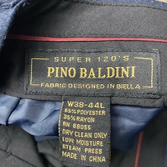 Pino Baldini Super 120s Mens Suit 44L Blue Stripe 38Wx 44L Pleated pants - Picture 12 of 12